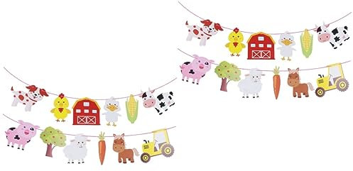 ibasenice 2stücke Farm Tiere Dekoration Banner Für Geburtstagsfeier Lustige Papier Girlande Für Farm-themenpartys Leicht Aufzuhängen Für Innen Und Außendekoration