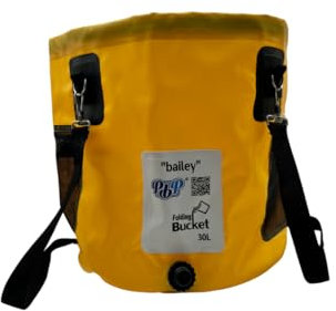 PBP Bailey Handy Folding Utility Bucket, 30L Capacity, with Quick Hose Connector (Yellow)