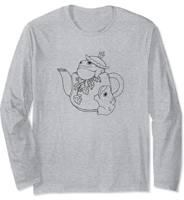 Crapauds dans une théière avec des fraises Manche Longue