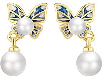 Ohrringe for Frauen, Niob-Ohrringe, kultiviertes Ohr, Silber, Zirkonia, mit Clips for Frauen und Ohrringe, Perlenohrringe, Ohrhänger, Quastenohrringe Mode-Accessoires