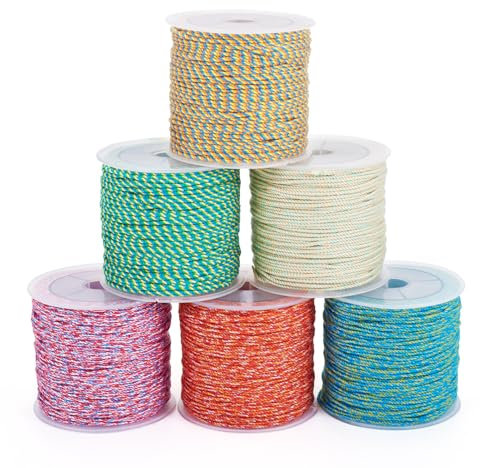 Craftdady Corda in cotone intrecciata da 28 m, larga 1 mm, fatta a mano, macramè, corda intrecciata per lavori a maglia, cordini fai da te, collane, confezioni regalo