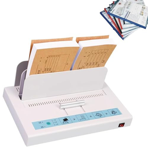 IUBGFTO Thermobindegerät, Dokumenten-Vertrags-Wärmebinder mit Kühlregal, A3 (Kurze Kante)/A4/A5 Dokumenten-Wärmebinder, 1-50 mm Bindestärke universell, für Ausschreibungen, Versicherungsverträge