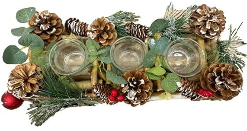 Porta Candela a 3 Candele – Elegante Centro Tavola Natalizio - Natale