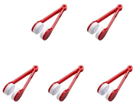 Muuoeou New Double-Sided Glasses Brush, Soft Microfiber Glasses Cleaner, Glasses Cleaning Brush, Wiping Tool Red