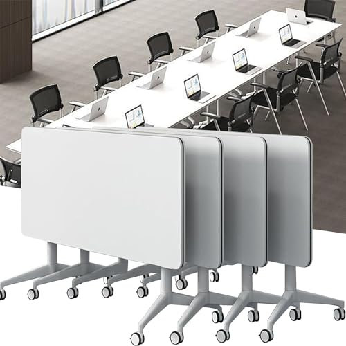AYMIXEM 4er-Pack 4,5-Tonnen-Konferenztisch, moderner klappbarer Bürotisch, Konferenzraumtische mit feststellbaren Rollen, feststellbarer mobiler klappbarer Besprechungstisch, Seminartisch