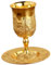 Sharplace Gobelet Gobelet avec soucoupe avec soucoupe Coupe à Cadeau Judaica conçu par Jérusalem Coupe Kiddush Coupe pour Shabbat Mariage, or