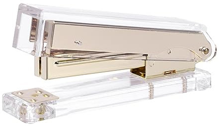 Lurrose Acryl Gold Tacker Schreibtischhefter Klassisch Modern Rutschfest Klarer Acryl Büro Hefter Geschenk Für Schule Und Zuhause