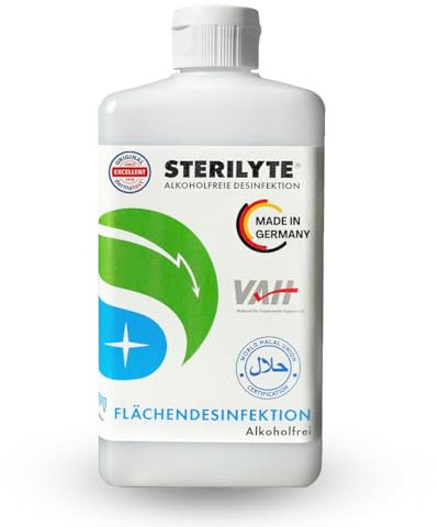 STERILYTE Flächendesinfektionsmittel 1 x 500 ml – Nachhaltig, alkoholfrei & hochwirksam - Desinfektionsmittel für Flächen vielseitig einsetzbar – MADE IN GERMANY