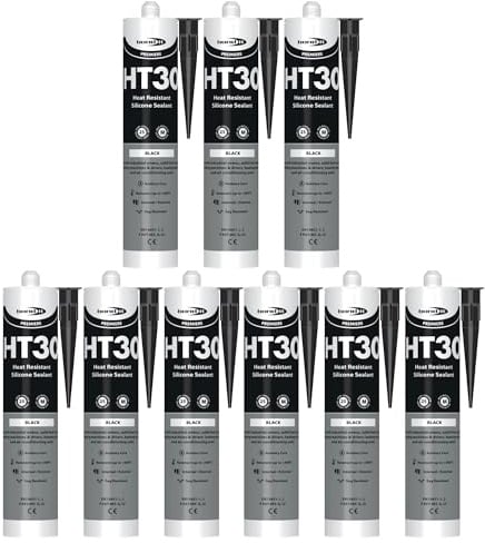 Bond It HT30 High Temperature Silicone Sealant – 9x Black, 310ml | Heat Resistant Up to 300°C – UV Resistant – Mildew Resistant | Interior & Exterior Silicone for Ovens – Heating Systems – & Engines