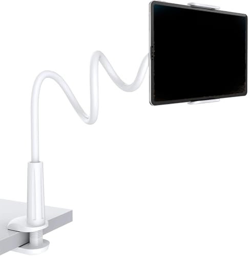 Kindle Holder, Kindle Stand, Gooseneck Tablet Holder White Bed Release Your Hands Beautiful and Practical Computer Stand for Home and Office (White (B))