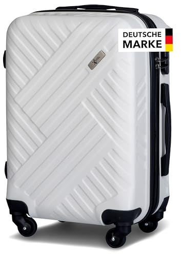 Xonic Design Reisekoffer mit Rollen– ABS Hartschalenkoffer mit 360° Leichtlauf-Rollen – hochwertige Koffer Trolleys mit Zahlenschloss in M, L, XL oder Set – Handgepäck Koffer, Suitcase (Weiss, M)