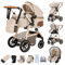 Zkiprm Kinderwagen 3 in 1, Reisesystem mit Autositz, Buggy mit verstellbaren Armlehnen, Kombikinderwagen mit Regenpolster, Moskitonetz, Aluminiumrahmen, Straßenwagen für 0-4 Jahre, Weiß