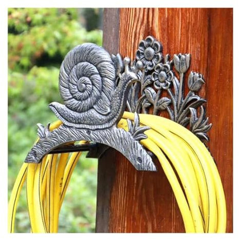 Gartenschlauchtrommel, Wandmontierter Schlauchaufroller, antiker Stil, Gartenschuppen-Aufbewahrungsregal, Gusseisen, Schlauchaufhänger, Wasserrohr-Organizer, Garten, Hinterhof, Balkon-Wanddekoration ,