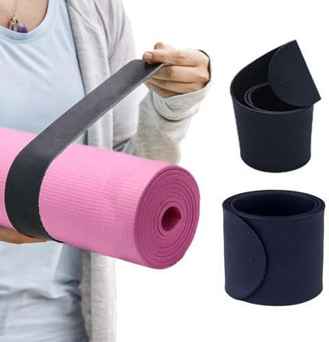 Risipu Yogamatten-Gurt-Schlagband, ein Druckknopf hält die Trainingsmatte fest gerollt und sicher, geeignet für die Aufbewahrung von Workout-Pilatesmatten (Schwarz)