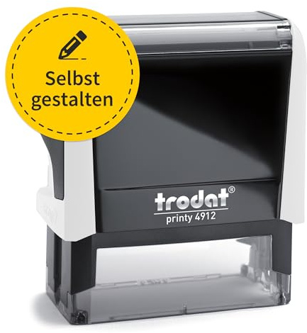 Trodat Printy Stempel 4912 - Abdruck 47 x 18 mm - Wunschtext + Logo personalisieren - selbstfärbend - Firmenstempel - Adressstempel - online gestalten (Gehäusefarbe Weiß)