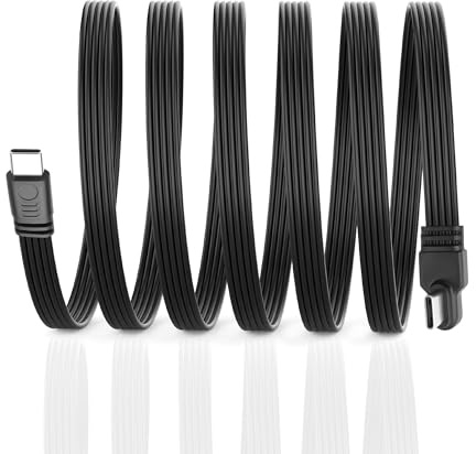 JSADZKJ 90 Degree USB C to C Cable,USB 2.0 Type C Flat Cord,Left/Right Angle Type C Male to Male Extension Cable Support Charging and Data Transfer for Laptop,Phones,Car 1M (Right Angle to Male)