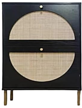 Linea Nightstand Bedside Table Rattan Modern Versatile Sturdy Storage Cabinet