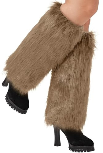 Vossmi Stulpen Damen Fur Boots Leg Warmers Furry Kostüm Y2k Winter Plüsch Beinwärmer Winterwärmer Mädchen Fuzzy Legwarmers High Heels Leg Warmers Karneval