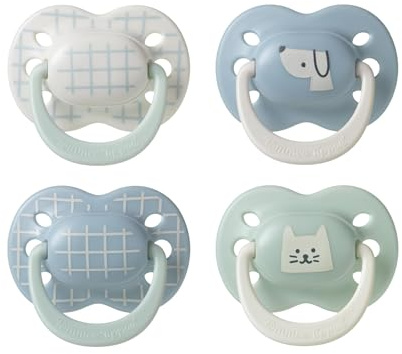 Tommee Tippee Ultimate Fit Schnuller, 0–6 Monate, 4 Stück, kieferorthopädischer Sauger für Babys, symmetrischer Sauger, 100% BPA-freies Silikon, Club House Kollektion