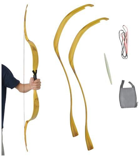 PYMUST Traditioneller Recurve-Bogen - Handgefertigter mongolischer Pferdebogen, Takedown Langbogen für Bogenschießen Outdoor-Jagd & Zielschießen