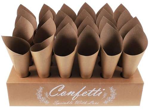 HOMOCONO Kraftpapier Konfetti Kegelhalter für Hochzeiten mit Blumenblüten Geruchlos und Blanko zum Selbstgemacht Dekorieren für Babyparty und Junggesellinnenabschied