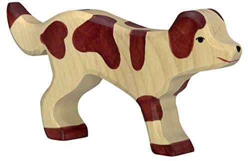 cama24com Hofhund Hund Bauernhof Holzfigur Holzspielzeug von Holztiger mit Palandi® Sticker