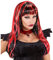 Widmann 93321 - Perücke Halloween, schwarz, mit roten Strähnen, Kunsthaarperücke, Mottoparty, Karneval