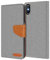 Conie iPhone X, iPhone XS Hülle für iPhone X, iPhone XS Tasche, Textil Denim Jeans Look Booklet Cover Handytasche Klapphülle Etui mit Kartenfächer, Grau