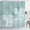 ABAKUHAUS Vintage Duschvorhang, Retro Blumen Efeu-Strudel, Stoffliches Gewebe Badezimmerdekorationsset mit Haken, 175 x 220 cm, Blaugrau Babyblau
