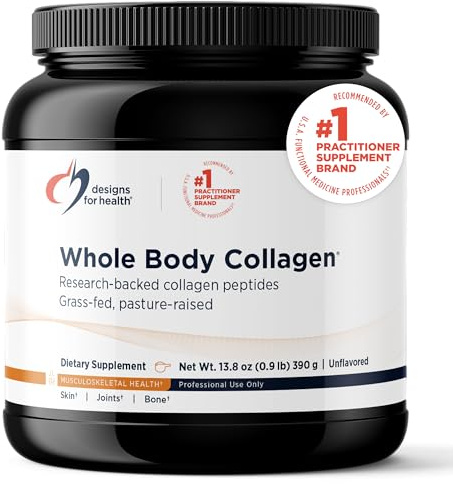 Whole Body Hydrolyzed Collagen Peptides Powder (390g - 30 Day Supply - Unflavoured) - Pure Collagen Peptides for Skin, Hair, Nails & Bone Health - with Bovine, Marine & Avian Collagen Peptides