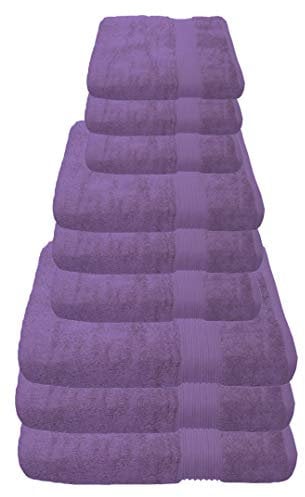 Julie Julsen 9 TLG Handtuchset 3 Badetücher 3 Handtücher 3 Gästetücher Reine Baumwolle über 30 Farben Lavendel