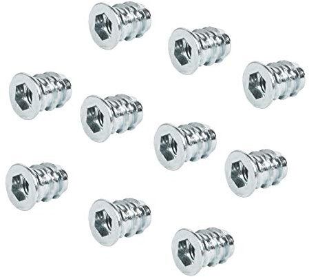 Gedotec Einschraubmutter Metall Gewinde-Einsatz befestigen Einpressmutter Befestigung | M6 x 10 mm | Einschraub-Muffen mit Abdeckrand | Stahl verzinkt | Innensechskant | 100 Stück - Gewindemuffen Holz