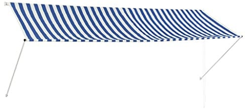 vidaXL Toldo Retráctil 350x150cm Azul y Blanco Parasol Ventana Terraza Hogar