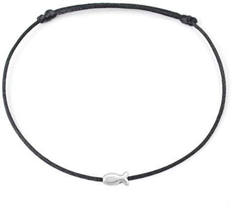Selfmade Jewelry Bracelet de cheville Femme Poisson Argent Bracelet de cheville réglable en taille avec poisson Fait à la main Incl. emballage cadeau
