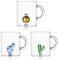 Ichendorf Set 3 Tazze Mug in Vetro Decorato Cactus Desert Plants