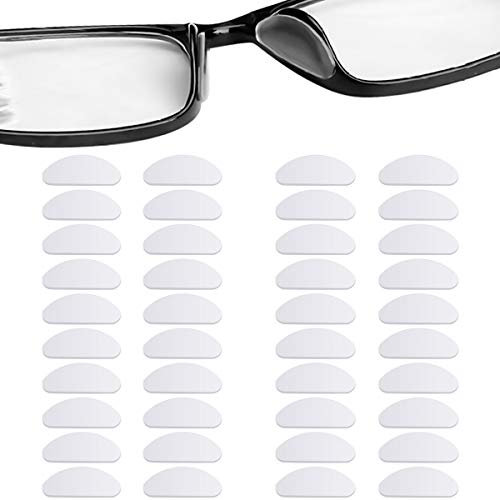20 Paia Naselli per Occhiali Silicone, Antiscivolo Nasello Autoadesivi Cuscinetti per Naso Forma a D per Occhiali da Sole, Trasparente