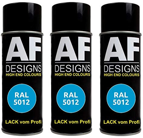 Alex Flittner Designs 3x RAL Lackspray Autolack Buntlack Spraydose RAL5012 LICHTBLAU matt