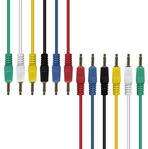 AxcessAbles 3.5mm TS Patch Cables | 1/8 Inch TS Aux Cable Pack (1ft, 6 Pack) | Eurorack Synthesizer Audio Cables | Multicolor Unbalanced Patch Cables