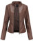 DISSA Veste Blouson De Motard Simili Cuir Synthétique Court Femme Blouson Col montant Coupe Ajustée fermeture éclair Printemps et Automne,40,PN767