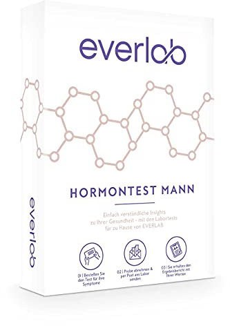EVERLAB Hormontest Mann – 5 wichtige Hormone schnell & einfach prüfen | Speicheltest für Testosteron, DHEA, Cortisol, Östradiol und Progesteron | Selbsttest für Zuhause