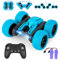 Highttoy Voiture Télécommandée Enfant, 4x4 Voiture Cascadeur Télécommandé Tout Terrain Rotation à 360° avec 2 Piles Rechargeables, Musique et LED Jouet Enfant 3 4 5 6 7 8 9 10 Ans Cadeau Garçon, Bleu