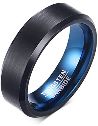 Aotiwe Wolfram Ring Männer, Personalisierte Geschenke Männer 6mm Einfaches Ringband Schwarz Größe 60 (19.1)