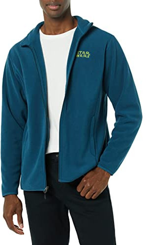 Amazon Essentials Disney | Marvel | Star Wars Herren Polarfleece-Jacke mit durchgehendem Reißverschluss und Stehkragen, Star Wars Logo, S