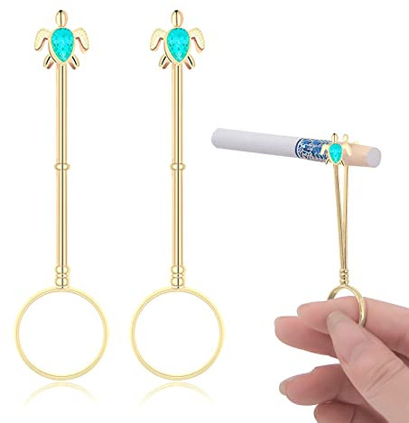 3 Stück Zigarettenhalter Ring Clip für Frauen Männer, Elegante Schildkröte Fingerhalter Ring Rauchen, Kupfer Stumpfe Gelenkhalter, Stilvolles Geschenk für Dame und Gentleman, 1,7 cm (Goldschildkröte)