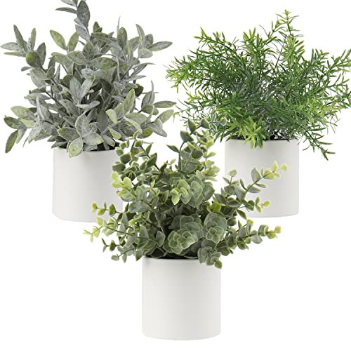 Hollyone 3 PCS Kunstpflanzen im Topf, Kunstpflanzen klein wie echt, Schreibtisch Pflanzen Künstliche Mini Für Tischdeko Haus Küche Wohnzimmer Schlafzimmer Balkon Büro Deko #2