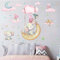 ANHUIB Tier Wandaufkleber,Elefanten Wandsticker,SternWolken Wandtattoo,Kinderzimmer Tier Aufkleber,Mädchenzimmer Wandaufkleber,Rosa Wandtattoo für Babyzimmer Klassenzimmer Schlafzimmer Wohnzimmer Deko