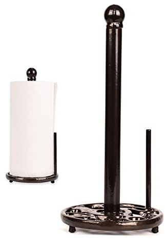 MINLUFUL Vintage Paper Towel Holder - Cast Iron Kitchen Countertop Decor, Easy Tear, Coffee Gold