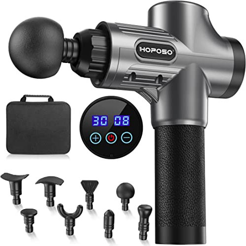 Massagepistole Massagegerät Elektrisches Massage Gun Massage Pistole mit 30 Geschwindigkeiten 8 Massageköpfen Große Batteriekapazität und USB C Ladeanschluss bis zu 4800 U/min (Silver Grau)