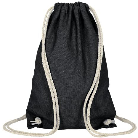 TEXXILLA Event-Bag - 11 Farben | mit robusten Zugbändern | 21x29cm | Jutebeutel | kleiner Turnbeutel | unbedruckt, Farbe:schwarz