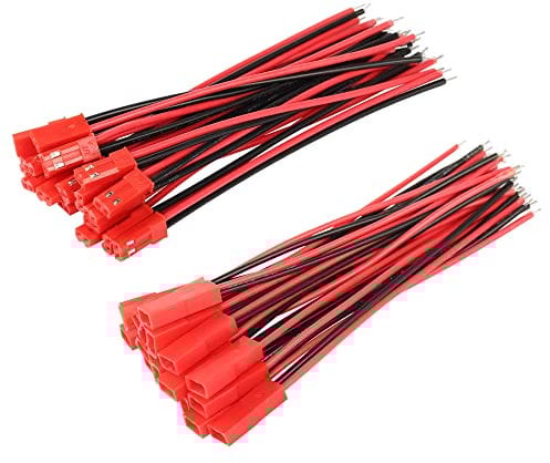 SinLoon 20 Pairs JST Plug Connector 22 AWG 2 Pin Male Female Plug Connector Cable Wire for LED5050 5630 Lamp Strip-4 Inch